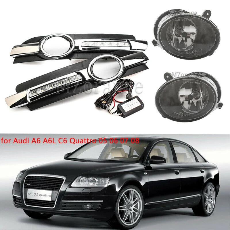 Светодиодный дневной светильник тумана s решетки дневные ходовые огни для Audi A6 C6