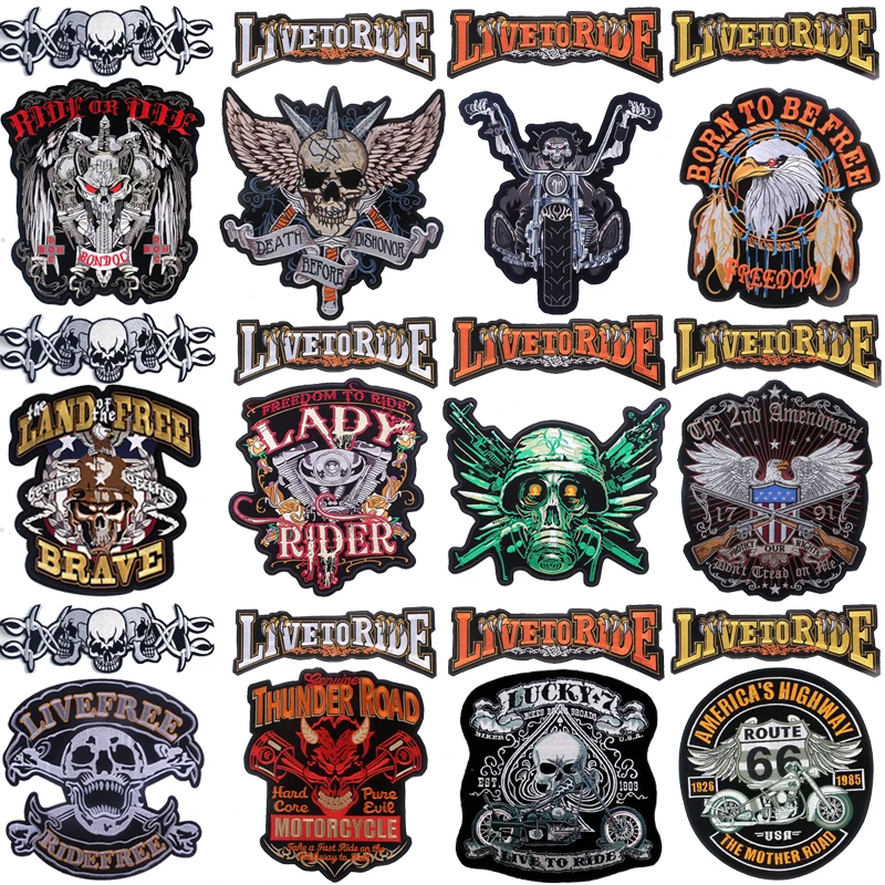 Нашивки в стиле панк с черепом на куртке и одежде мотоциклетные вышитые нашивки