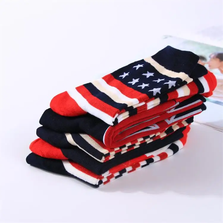 2 пары мужских носков хлопковые повседневные полосатые флаги с английским