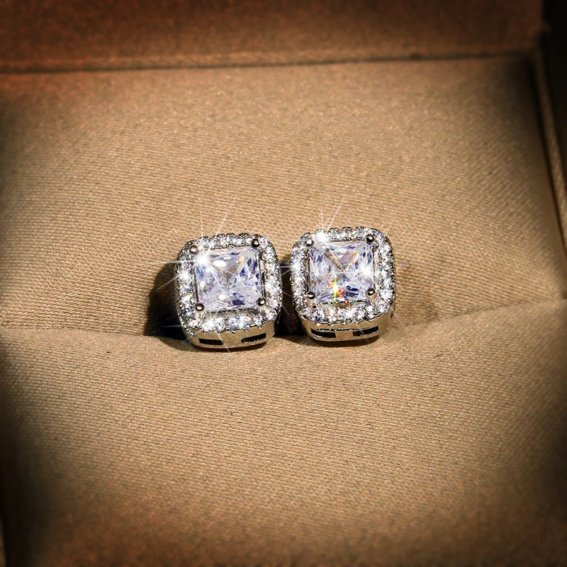 Женские серьги-гвоздики из серебра с фианитом | Украшения и аксессуары