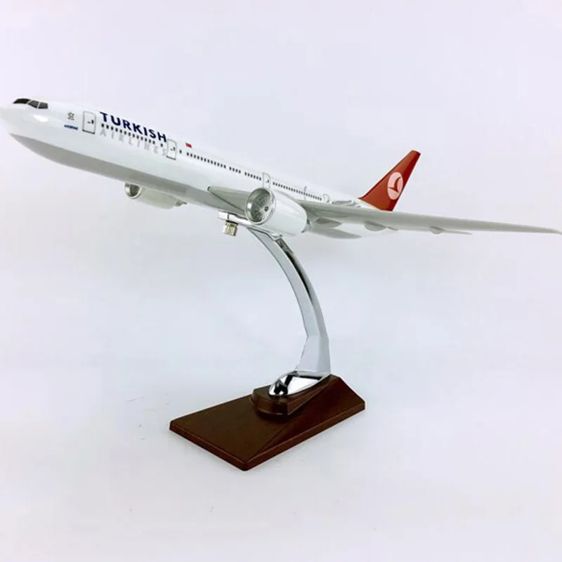 32 см модель самолета Boeing 777 300 big Turkey airlines игрушечный самолет литье под давлением