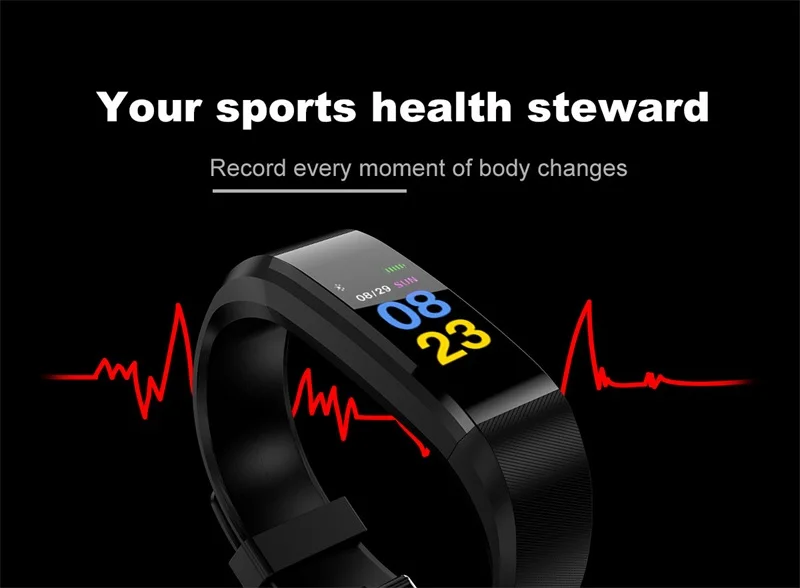 Smartch ID115 Plus Smart Wristbands Fitness Tracker Heart Rate Monitor Pedometer Band for IOS Android Phone | Электроника