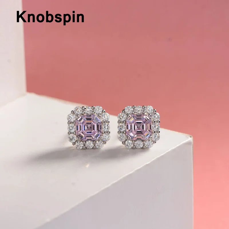 

Knobspin 100% 925 стерлингового серебра 2021 Модные Роскошные бутон заголовки с высоким содержанием углерода алмаз, подарки для женщин, серьги, хорош...