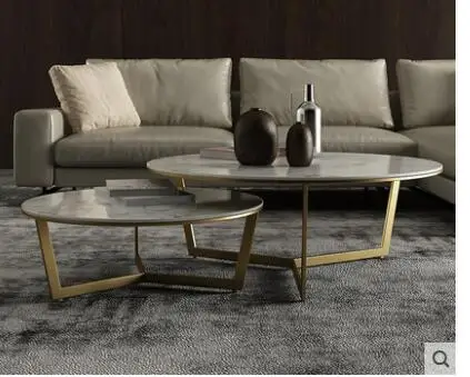 

Nordic marble round tea table modern simple round tea table combination simple and light luxury marble tea table combination