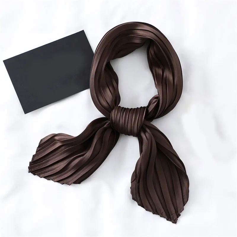 

Fashion Satin Neckerchief Decorative Headscarf Silk Pleated Scarf Small Scarves Solid Color Square Scarf Crinkled Hair Scarf