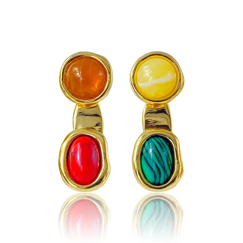 

Европейские и американские ретро осенние и зимние серьги в стиле порта женские новые французские нишевые высококачественные красочные сер...