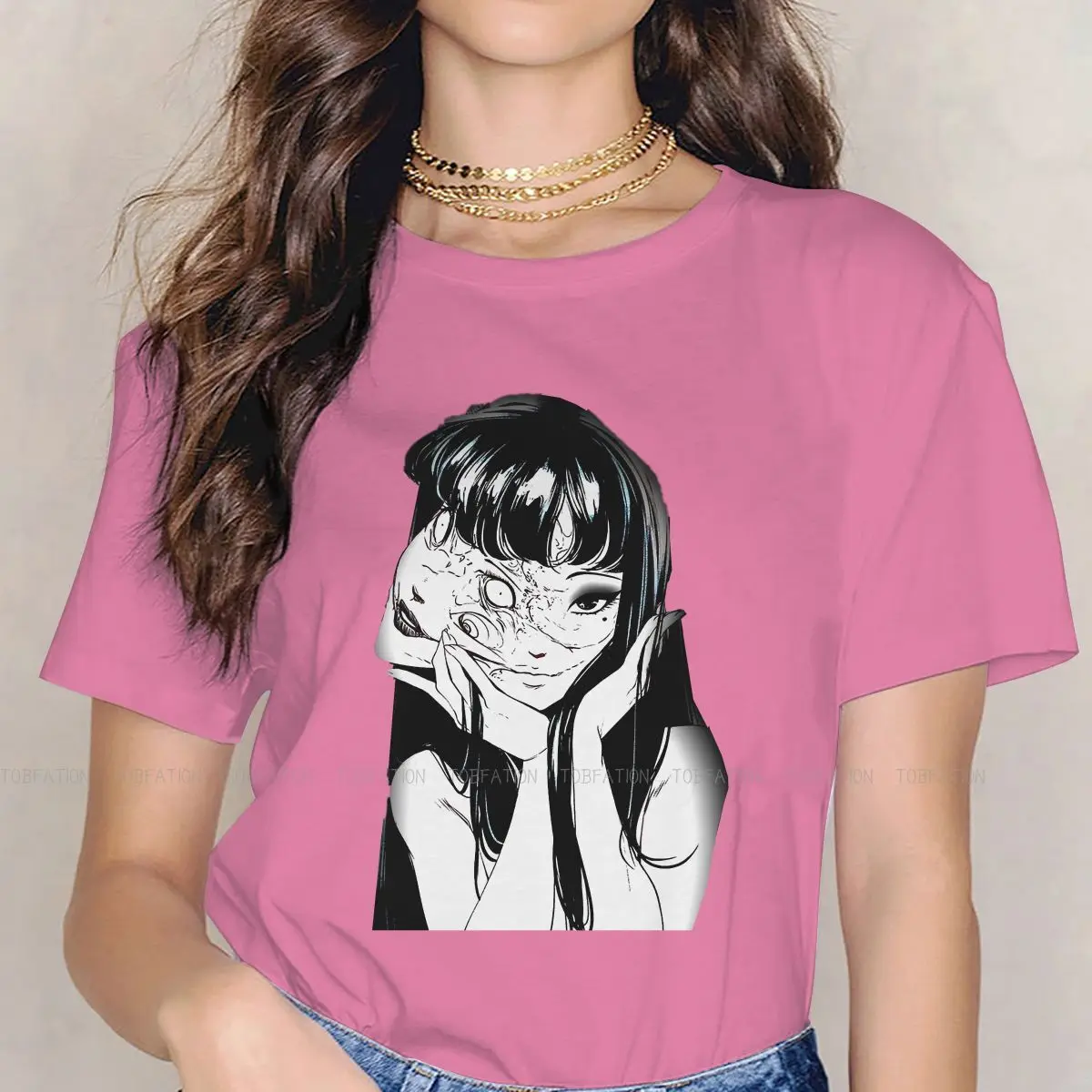 

Красивые новейшие футболки kwake ami Tomie Undead Girl Harajuku топы Футболка с круглым вырезом большого размера