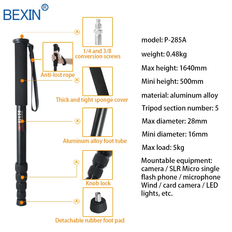 

Lightweight Aluminum Camera Monopod Professional Outdoor Travel Camera Stand Protable Camera Monopod Tourist Walking Stick