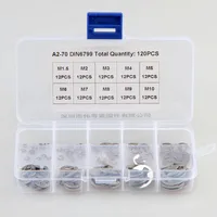120Pcs/Lot A2-70 DIN6799 M1.5-M10 Washers with split Retaining Washers For Shafts Lock Washers E-Shaped Clasp Set