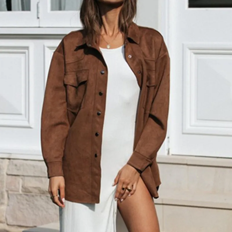 

Women's Jacket Autumn And Winter 2021 Casual Loose Jacket New Corduroy Jacket Female Solid Color Jacket Female