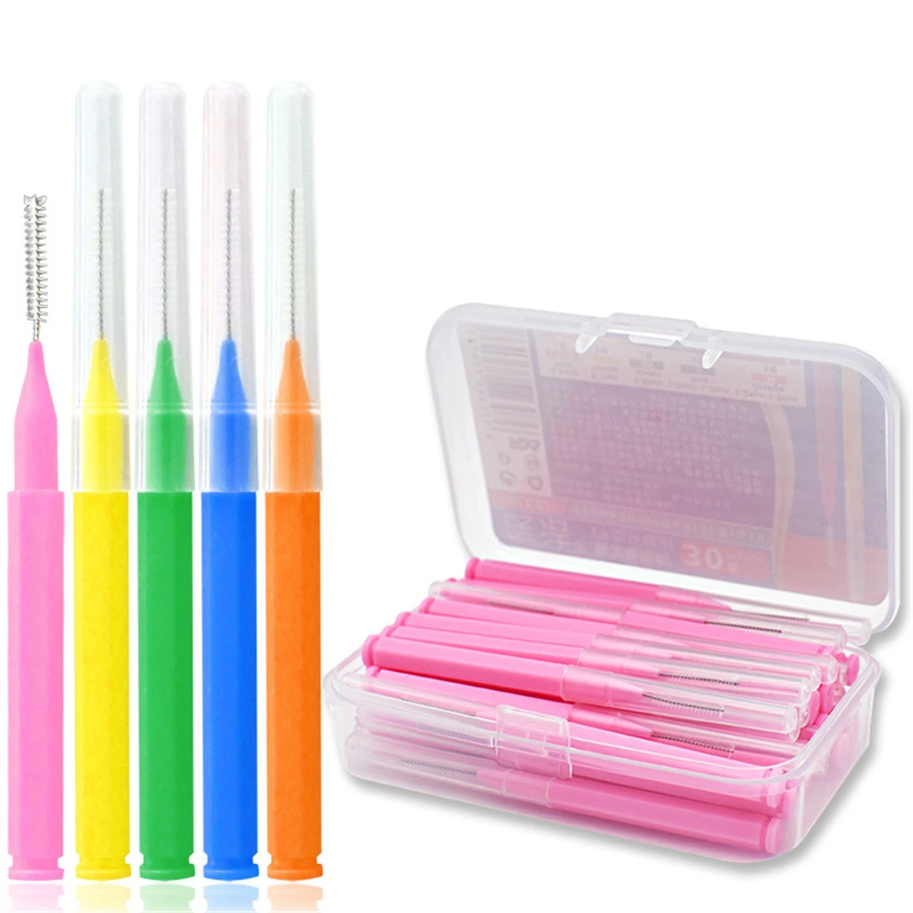 

30 Pcs I Shaped Interdental Brush Denta Floss Interdental Cleaners Orthodontic dental teeth Brush Toothpick Oral Care tool