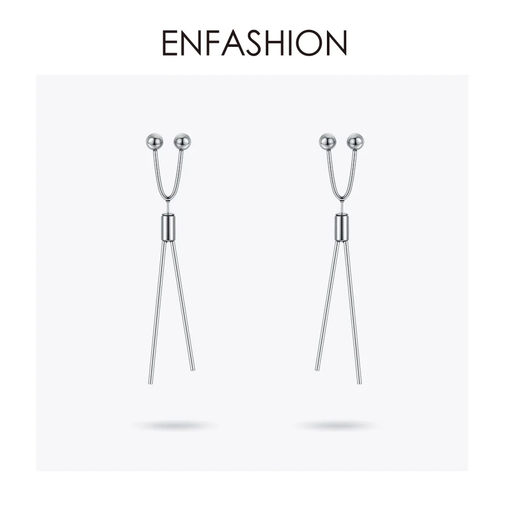 Silver color ENFASHION панковские геометрические серьги-гвоздики для женщин, большие объемные длинные серьги-гвоздики, модное ювелирное изделие oorbellen EC1034 - Metal Color: Silver color