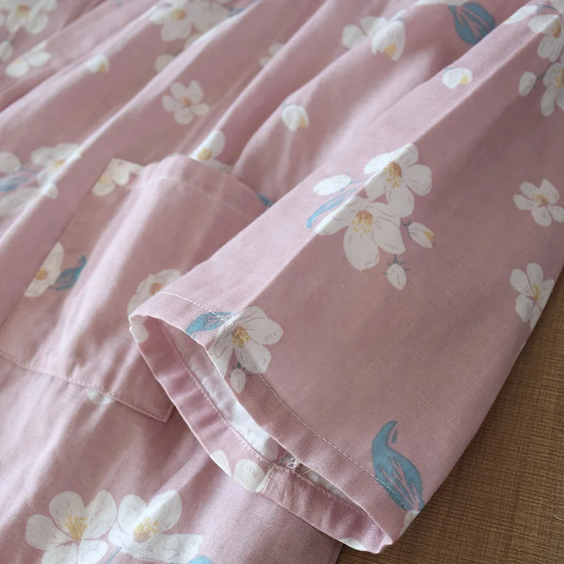 

Women Bathrobe Spring Autumn New Gauze Cotton Sleepwear Soft Nightwear Casual Kimono Gown Nightdress Loose Homewear Nightgown