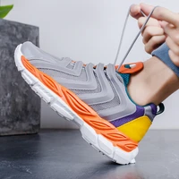fashion men casual shoes light breathable mesh shoes men sneakers lace up shoes personality popular thick bottom leisure shoes