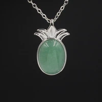 qimoshi natural stone pineapple pendant necklace for women inspiring dainty appepine chakra healing