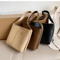 leather totes bucket bags for women 2020 trendy fashion solid color crossbody shoulder handbags famous branded trending hand bag