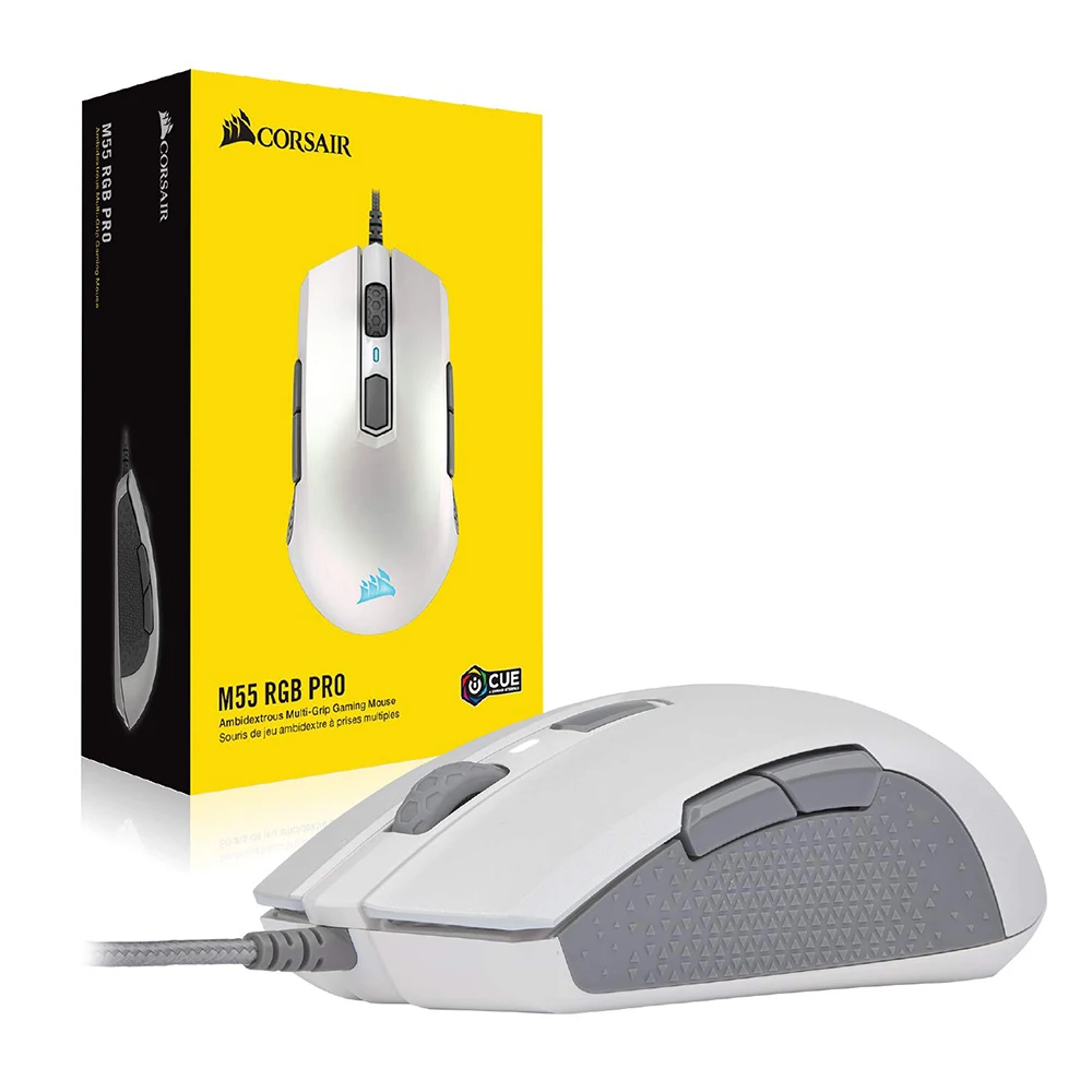 

Мышь игровая CORSAIR M55 RGB Pro проводная для обеих рук, с несколькими ручками, 12400 DPI Регулируемый датчик, 8 программируемых кнопок, Черная