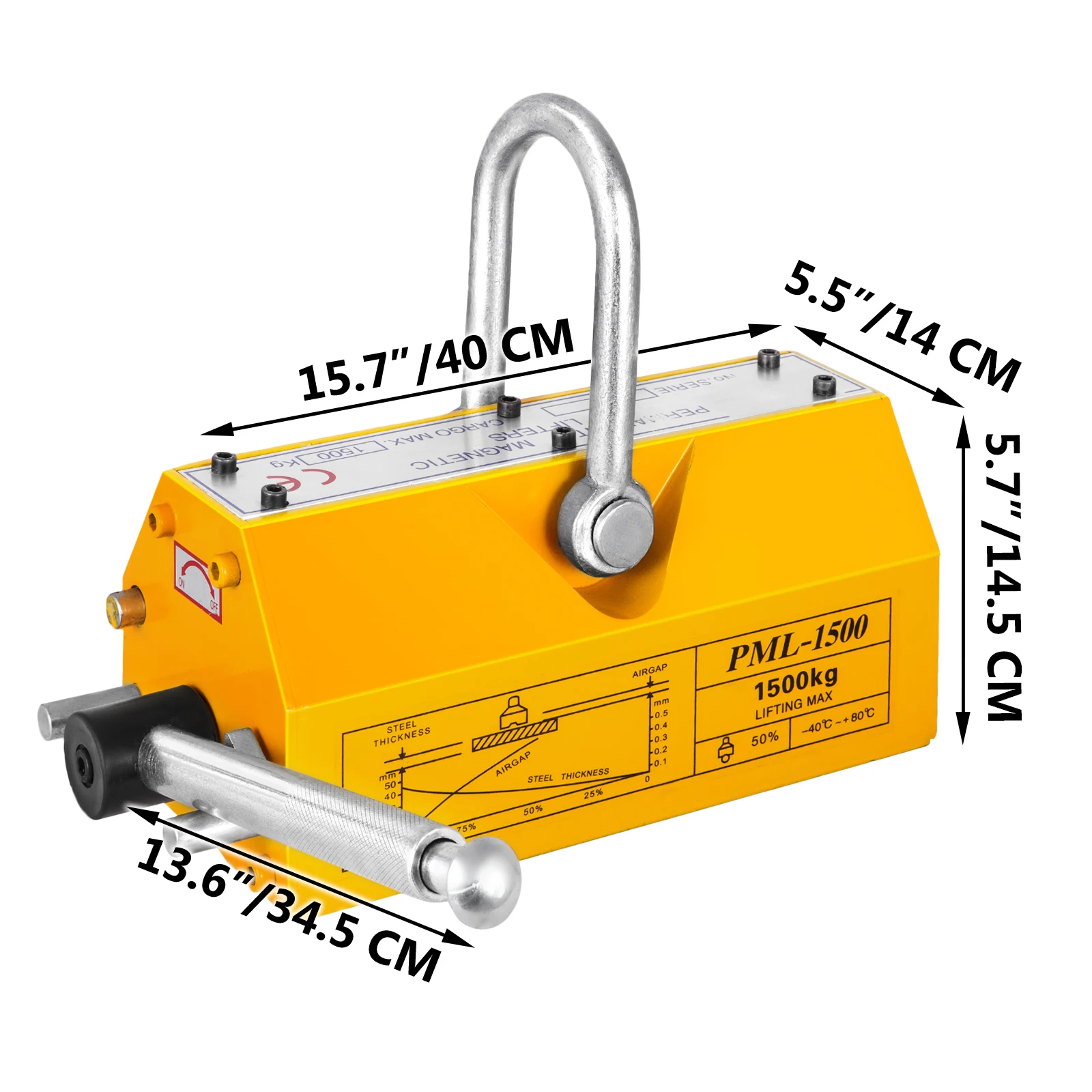

Heavy Duty 1500KG/400Kg/300Kg Permanent Magnetic Lifter Lifting PML Magnet Hoist Crane 1.5T