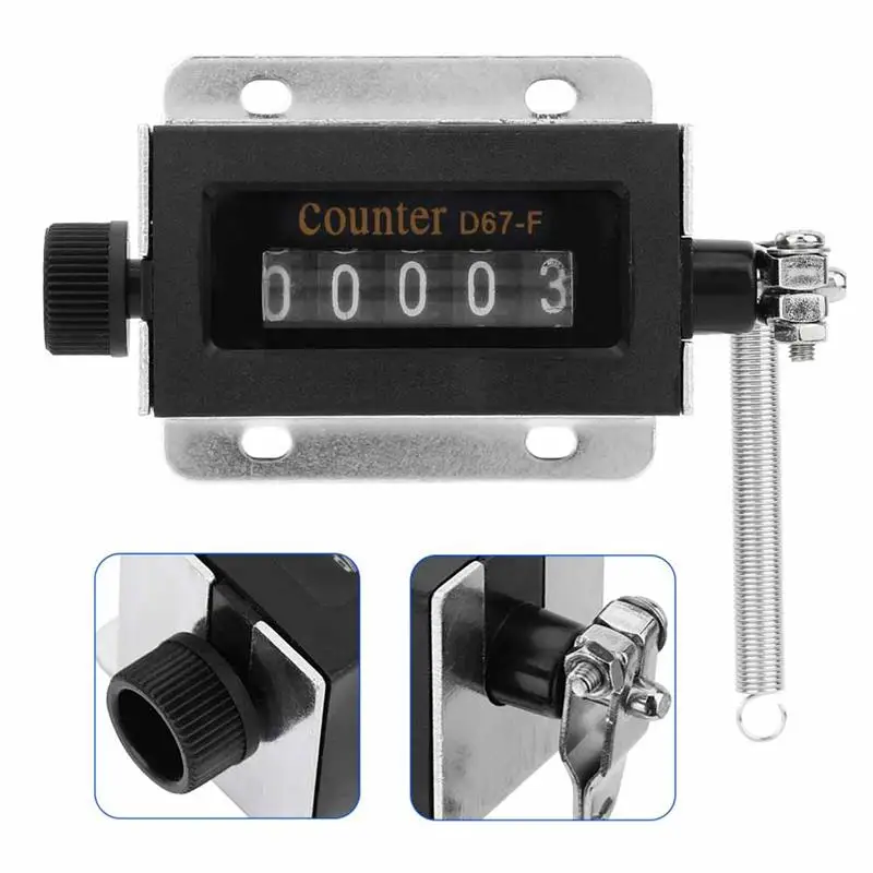 

Mechanical Tally Counter 0-99999 D67F 5Digit Mechanical Resettable Manual Hand Pull Stroke Tally Counter For Industrial Counting