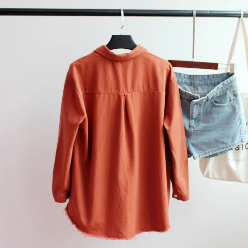 Женская джинсовая куртка с длинным рукавом бахромой свободная повседневная