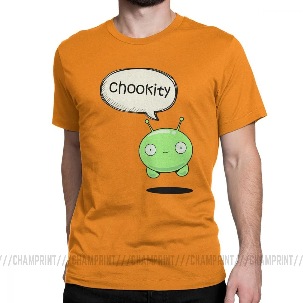 Мужская футболка Chookity Mooncake, Moon Cake Final Space Crazy, топы с круглым вырезом и коротким рукавом, чистый хлопок, футболка с принтом, футболка размера плюс - Цвет: Оранжевый