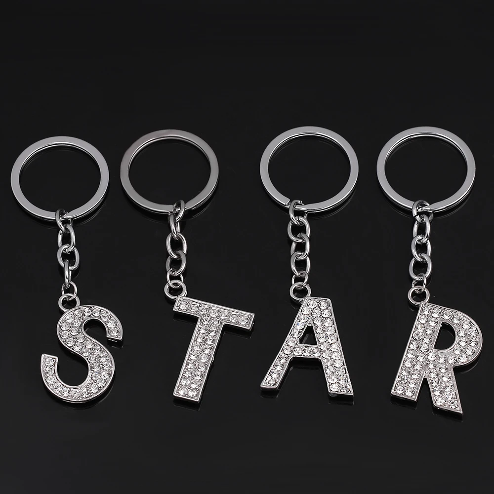 Модный брелок с буквенным принтом хрустальные стразы сумка кольцо для ключей