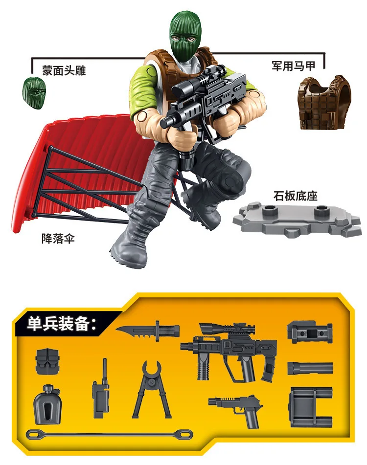 Военные пластиковые фигурки PUBG Mega Soldiers Minifigs модель строительные блоки Airdrop Packet парашют оружие Кирпичи игрушки для мальчиков
