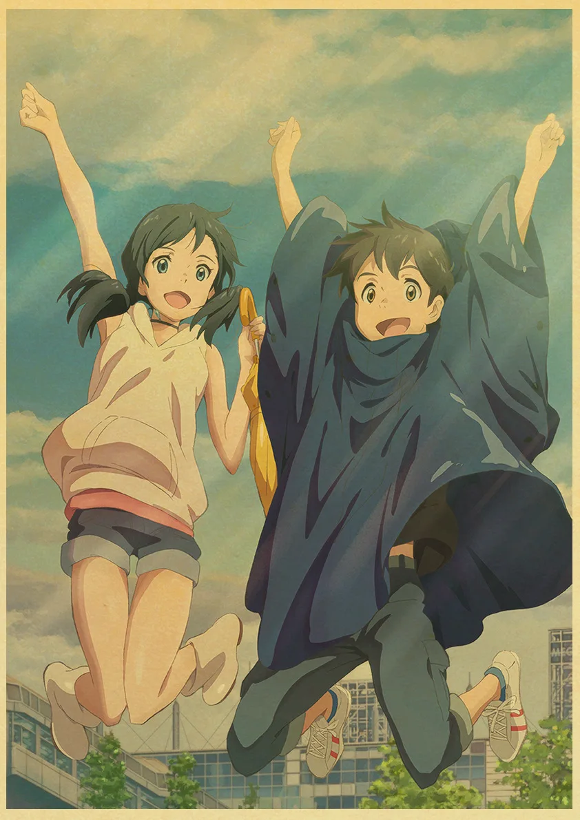 E171 Makoto Shinkai фильм выветривание с вами Ретро плакаты японский унисекс Декор крафт-бумага Детская Спальня Декор - Color: E171