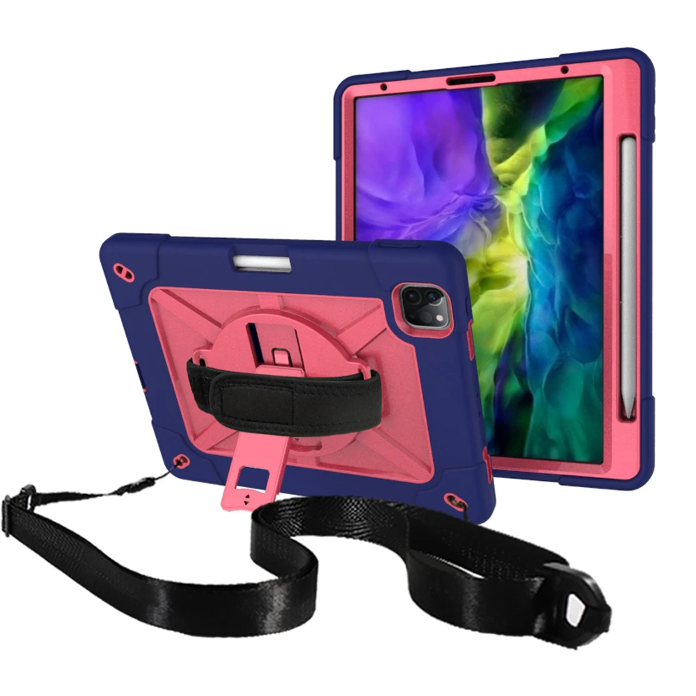 

Case for iPad 11 Kickstand Tablet Cover with adjustable shoulder Shockproof Shell stand with strap Pencil Holder