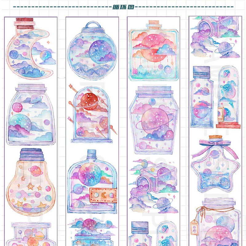 

Make A Wish Bottle Washi Tape Salt Series Fresh Pet Journal Collage Decoration 2 Meters