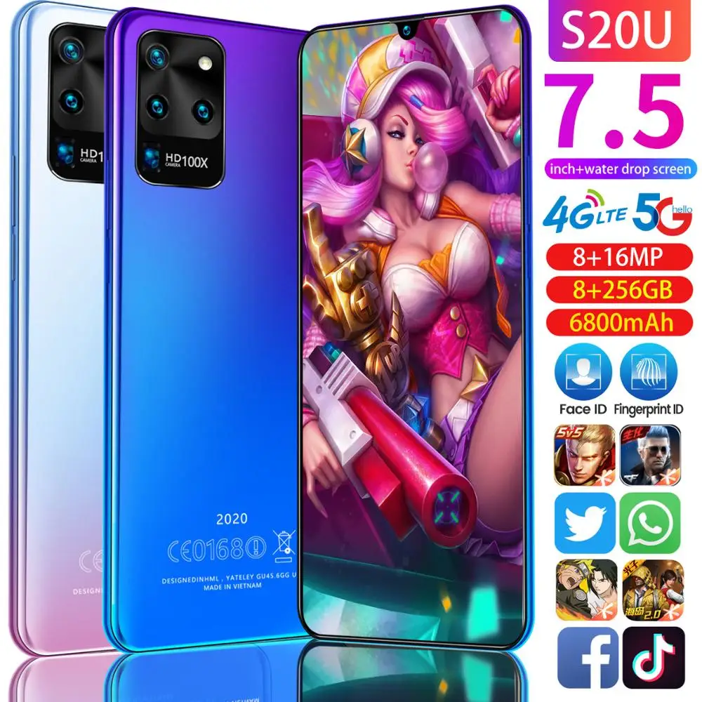 

7.5 Inch Galax S20U 4G LTE Network 8GB RAM 256GB ROM Deca Core Snapdragon 855 4 Camera Mobile Phone Handset S20 Ultra Smartphone