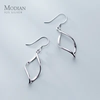 modian classic fashion spin leaves shape drop earring for women pure sterling silver 925 hook earring original fine jewelry gift