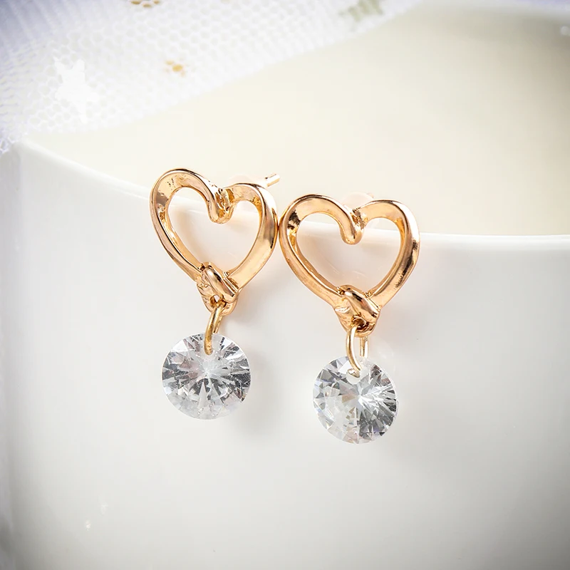 Женские серьги-гвоздики в форме сердца Shellhard винтажные серьги с фианитами и