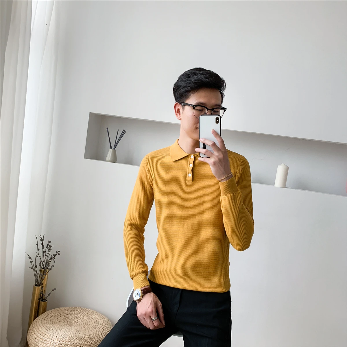 yellow 3 цвета, мужские Поло, желтые, черные, британские, винтажные мужские Поло, итальянские дышащие поло, Homme De Marque Haute Qualite - Цвет: yellow