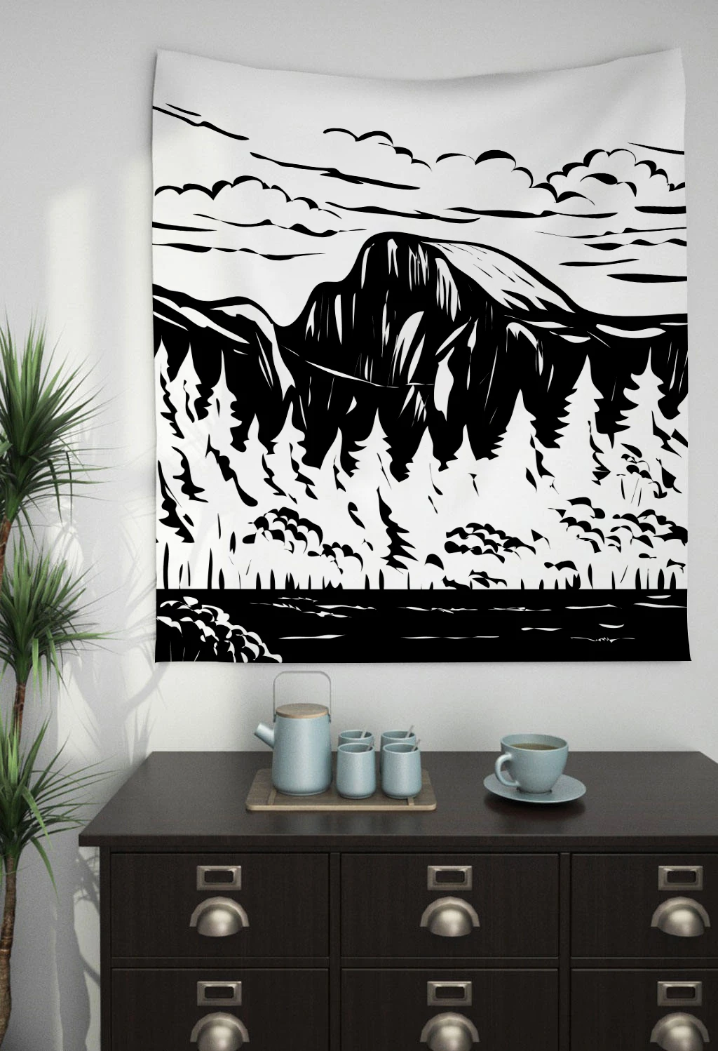 

Простое черно-белое абстрактное искусственное настенное украшение для гостиной, спальни, психоделической стены, тканевое одеяло