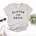 Женская футболка с принтом Gluten Is The Devil, не выцветает, Премиум Футболка для женщин и девушек, женские футболки, топ с графическим принтом, футболка на заказ