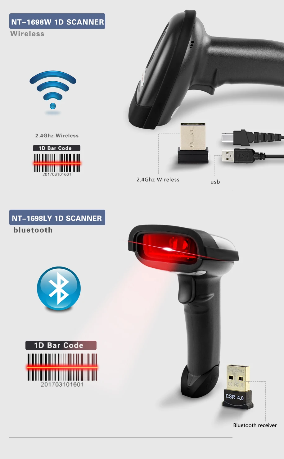 NETUM NT-1698W Ручной беспроводной сканер штрих-кода и NT-1228BL Bluetooth 1D/2D QR считыватель штрих-кода PDF417 для IOS Android IPAD