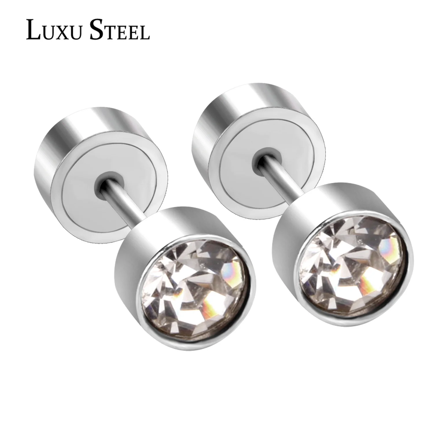 Новые круглые серьги гвоздики LUXUSTEEL с фианитами модные ювелирные изделия женские