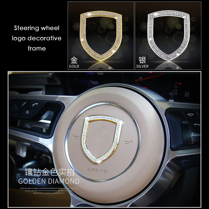 Золотая наклейка для украшения интерьера автомобиля с бриллиантами Porsche Macan Cayenne