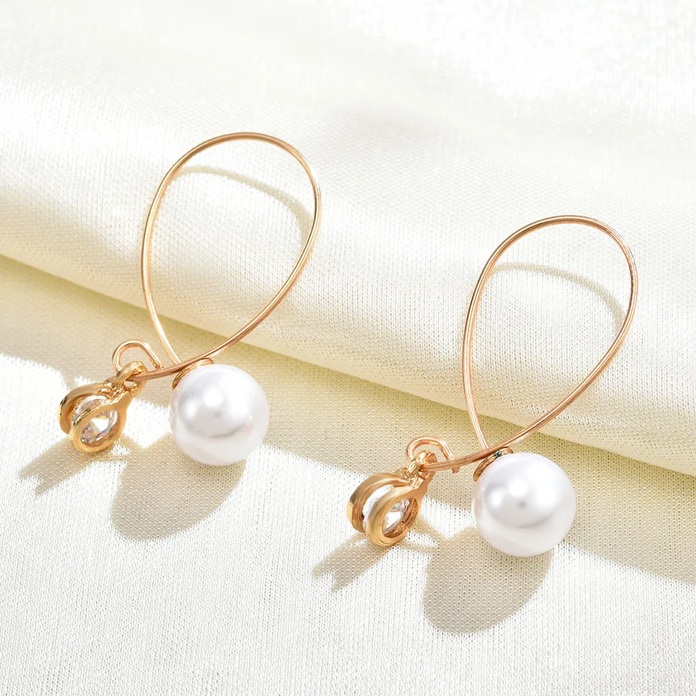

Trend Simulation Pearl Long Earrings Female Moon Star Flower Rhinestone Wedding Pendant Earrings Fashion Korean Jewelry Earrings