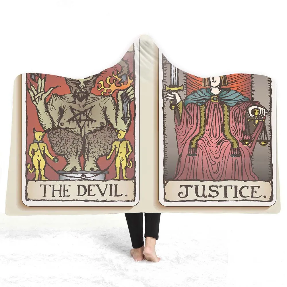 

Стандартное шерстяное плюшевое детское одеяло с капюшоном Tarot Card со стандартным принтом для взрослых и детей для путешествий нежный лагерь ...