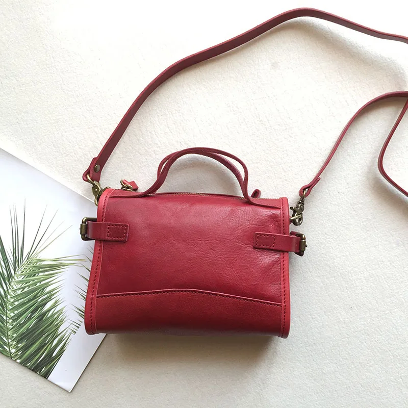 

Genuine leather handbag retro mini bag first layer cowhide shoulder diagonal bag