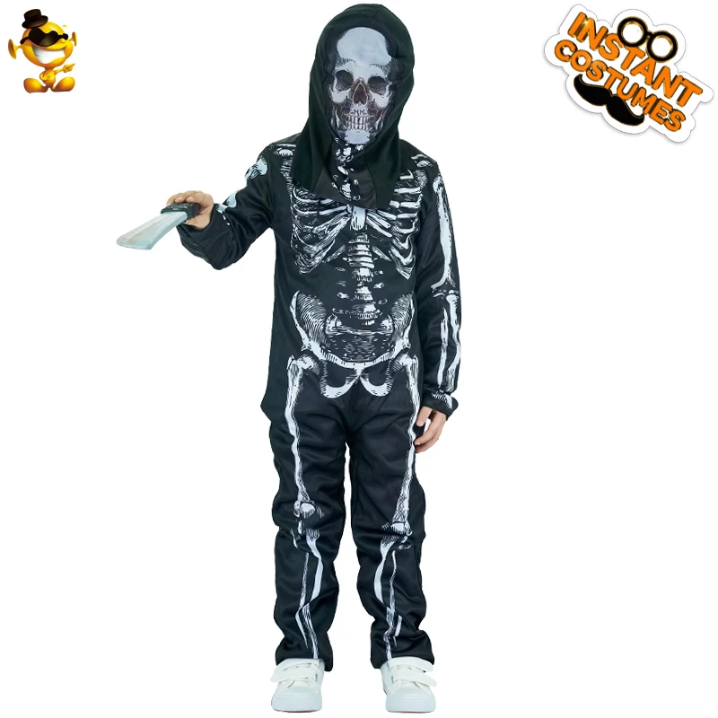 DSPLAY новый стиль костюм скелета мальчика с печатным капюшоном Детский ужас зомби