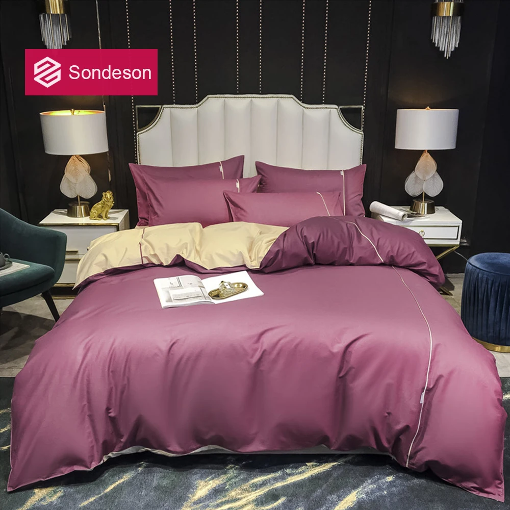 

Sondeson роскошный комплект постельного белья из 100% хлопка с принтом Бегония красного цвета, пододеяльник, наволочка, простыня, Queen King, домашний ...