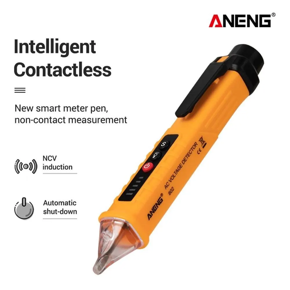 

ANENG VD802 Non-contact AC Voltage Detector Tester Meter 12V-1000v Pen Style Electric Indicator LED voltage meter vape pen 2021