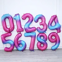 40inch pink blue galaxy 0 9 digital foil number balloons girls fantasy birthday party decorations anniversary helium globos