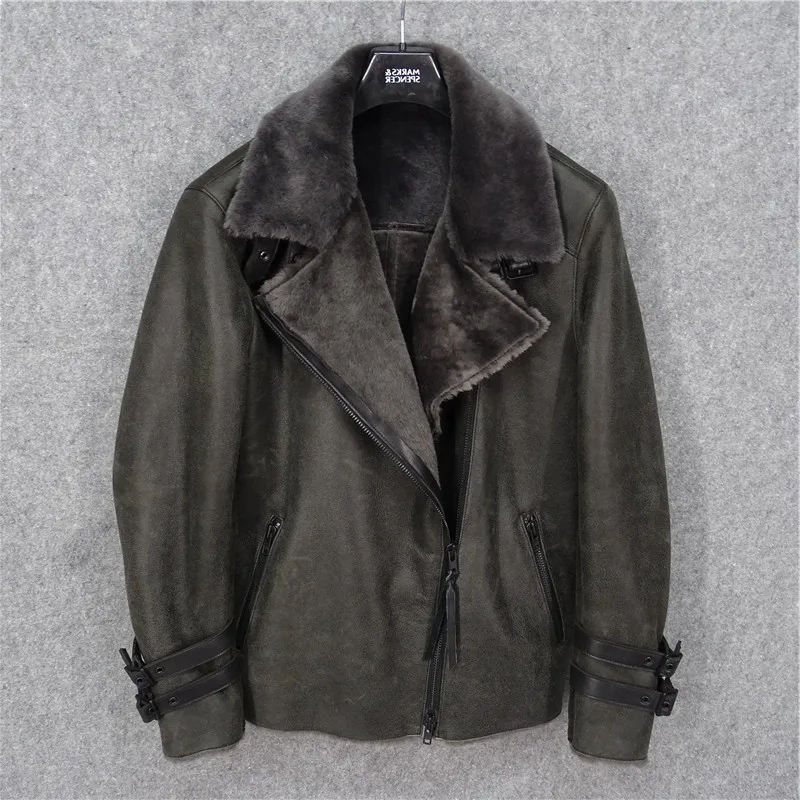 2020 Черная Мужская облегающая Байкерская дубленка большого размера XXXXL из