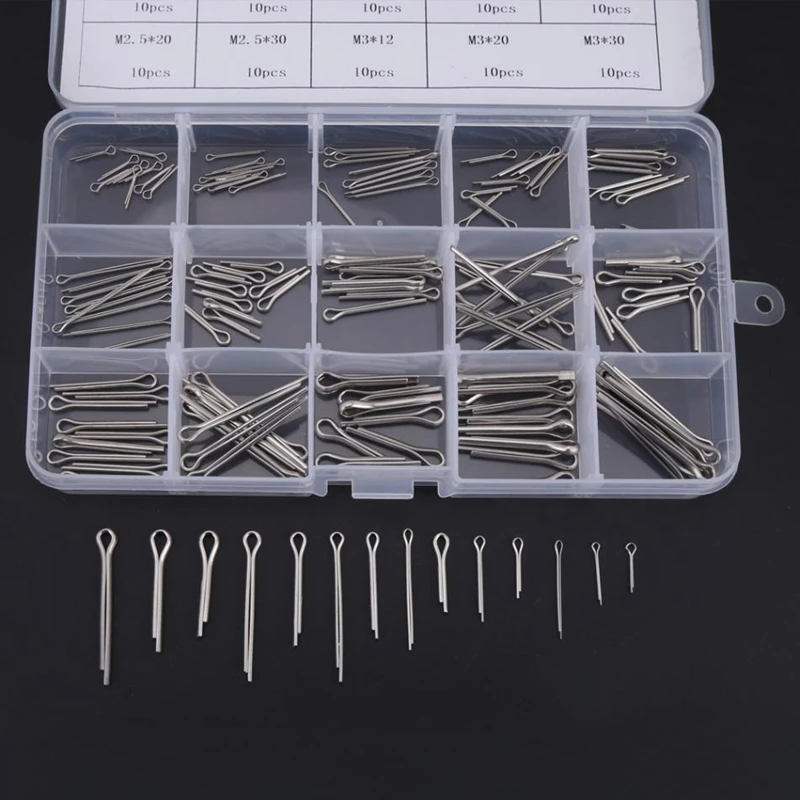 

150Pcs Split Cotter Pins Kit Set 15 Types M1-M3 with 450Pcs Chrome Bearing Ball Assortment, Metric Precision Kit