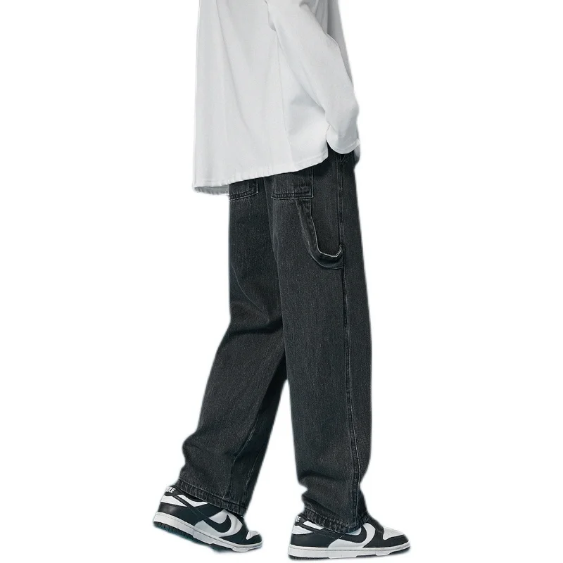 White Blue Black Jeans Men's Fashion Casual Baggy Wide-leg Jeans Men Streetwear Loose Hip-hop Straight Denim Trousers Mens M-2XL