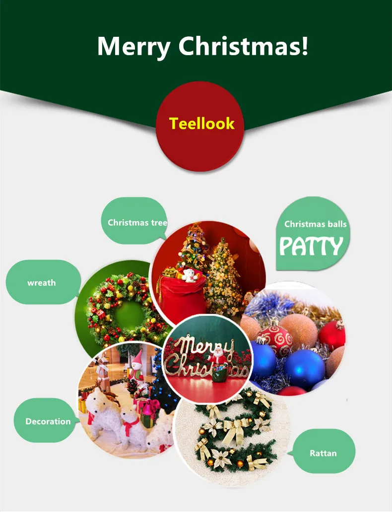 Teellook год 1,2 м/3,6 м ПВХ материал Рождественская елка рождественский отель торговый центр украшение дома